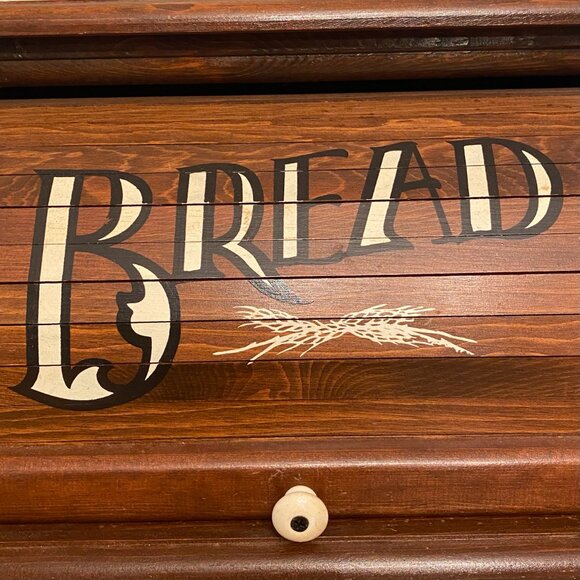 Vintage Wooden Roll Top Bread Box - Picture 8 of 8